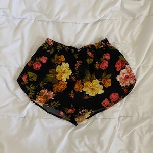 Black Floral Dolphin Shorts